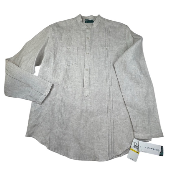 Cubavera Other - Cubavera Shirt Men Medium Off White 100%‎ Linen Classic Solid Relax Beach Summer